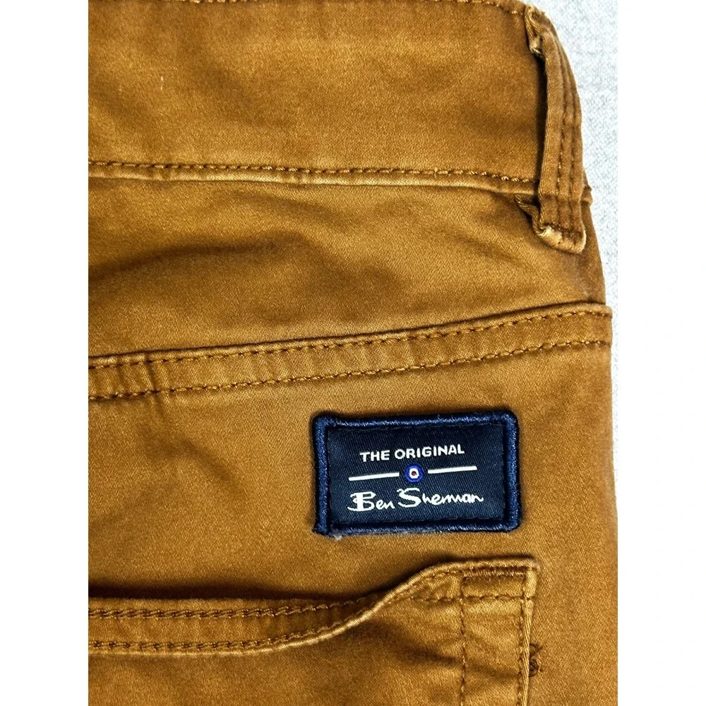 Ben Sherman Pants Men 36x32 Cognac Brown Slim Fit Stretch Cotton Chino Trousers